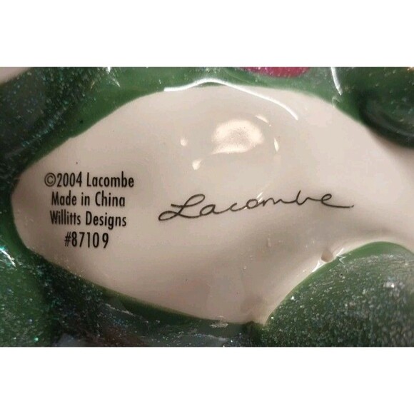 Amy Lacombe 2002 WhimsiClay Ceramic Cat Figurine Willitts Design Green Polka Dot - Picture 14 of 16